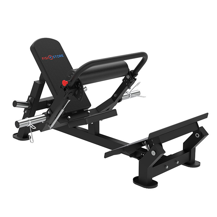 Macchina Hip Thrust a Dischi Fisiostore – Glute Drive Plate-Loaded per Glutei con Pedana Regolabile e Molla a Gas