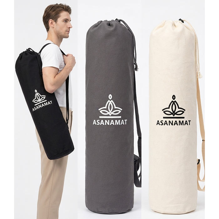 Borsa Porta Tappetino Yoga in Cotone Canvas con Tracolla Regolabile – 72 x 18 cm