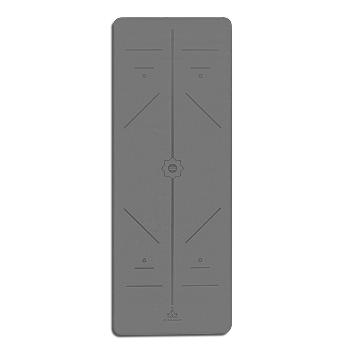 Tappetino Yoga in PU e Gomma Naturale Frosted grey – Antiscivolo con Indicatori di Allineamento 5 mm